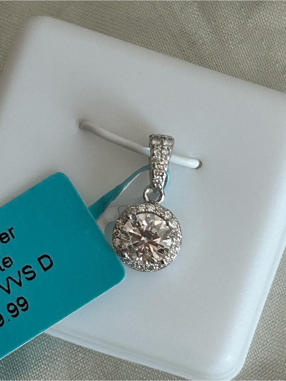 .9 CT Moissanite Sterling Silver Pendant NWT